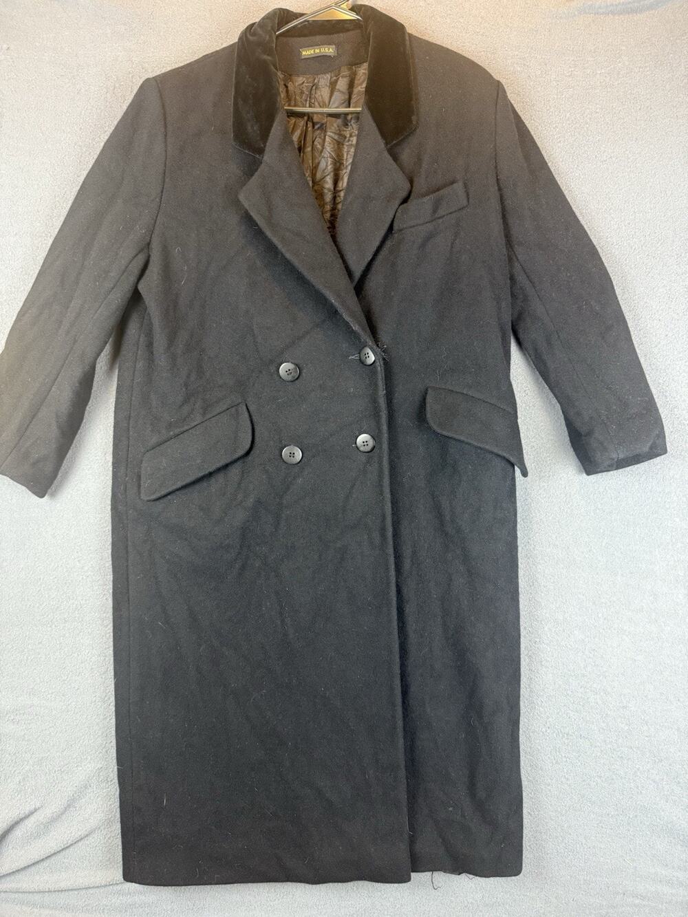 Vintage 80s Ethel Pear for One Up 100% pure wool Double breated long coat Size 6